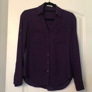 Express purple button down blouse